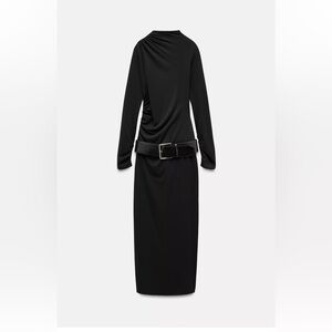 Zara Black Long Sleeve Dress with Belt